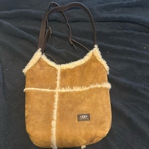 UGG HANDBAG; hard to find chestnut with attached coin purse very gently used
